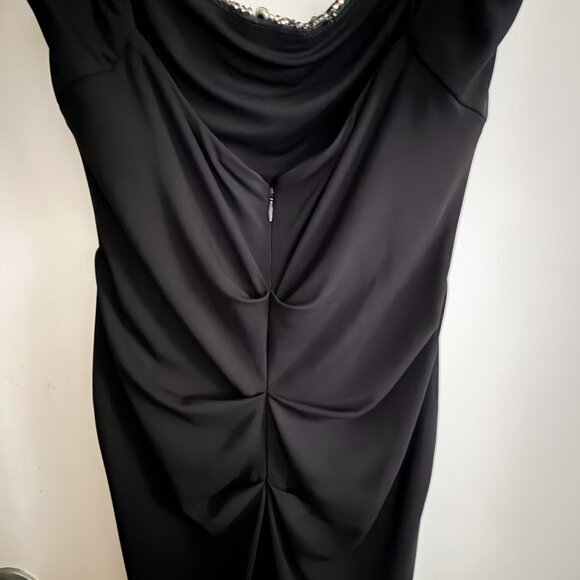 Nicole Miller Black Evening Gown Embellished Cutout Back Dress Size 12 - Picture 7 of 8